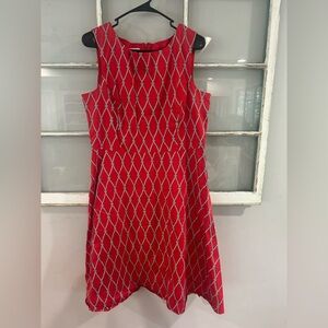 Talbots Red A-Line Plus Size 16 Nautical Rope Dress Crew Neck Sleeveless